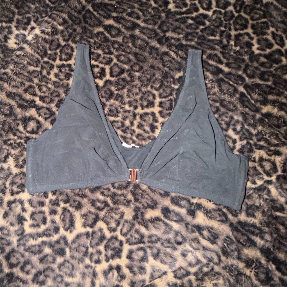 FENTY Black Triangle Mesh Bralette with Gold Front Accent